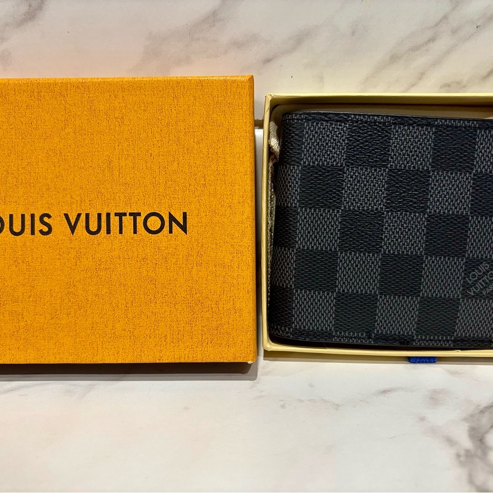 Designer Luxury Black Damier Graphite Bifold Wallet